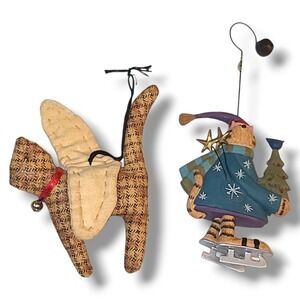 2 Vintage Orange Cat Kitty Kitten Christmas Ornaments